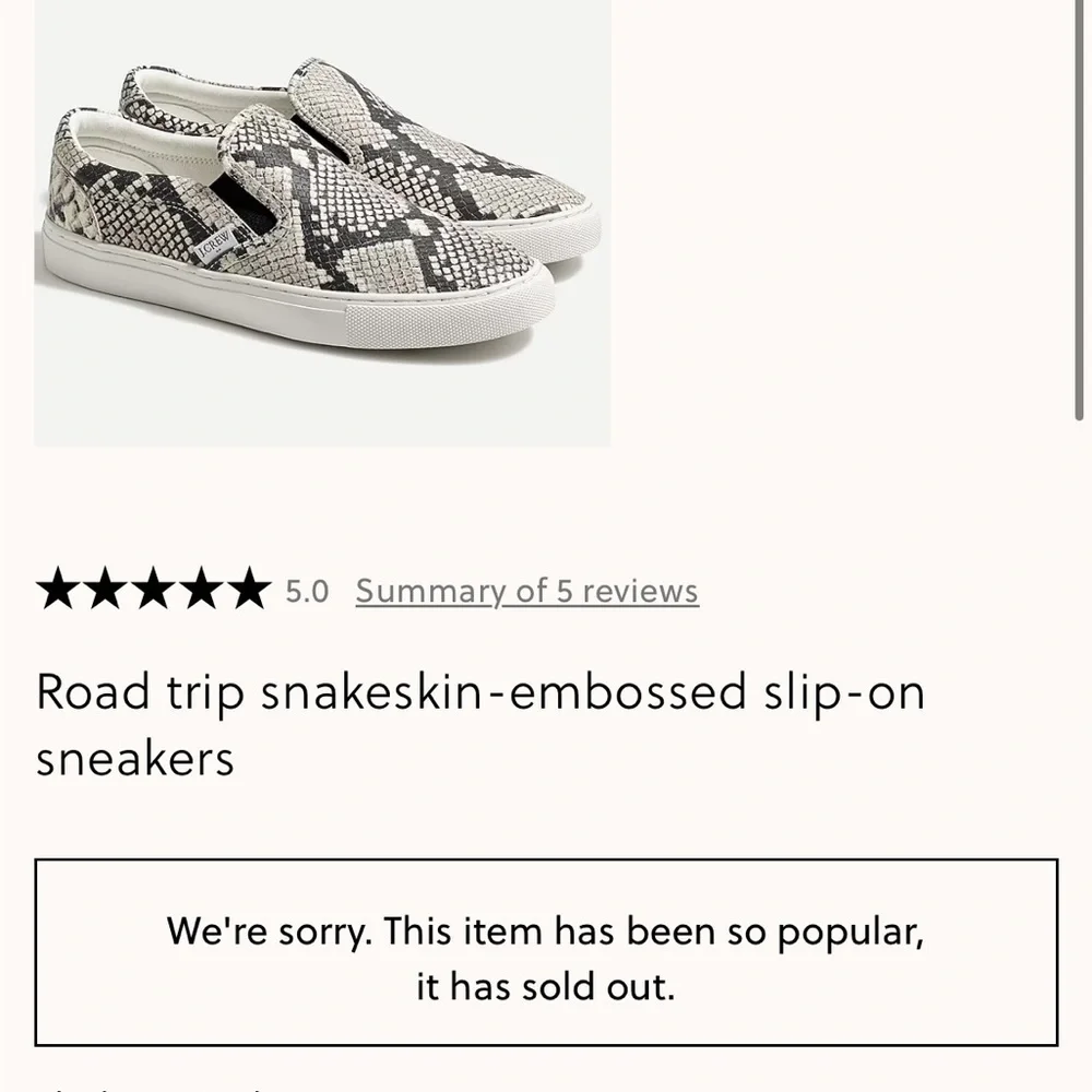 J. CREW Roadtrip Snakeskin-Embossed Slip-On Sneakers